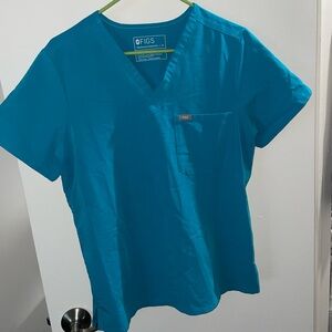 FIGS Women's Teal Catarina one pocket scrub top